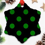 Polka Dots - Green on Black Ornament (Snowflake)