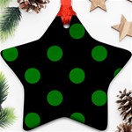 Polka Dots - Green on Black Star Ornament (Two Sides)