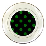 Polka Dots - Green on Black Porcelain Plate