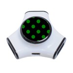 Polka Dots - Green on Black Portable USB Hub (One Side)