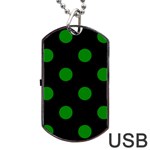 Polka Dots - Green on Black Dog Tag USB Flash (Two Sides)