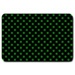 Polka Dots - Green on Black Large Doormat