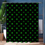 Polka Dots - Green on Black Shower Curtain 60  x 72  (Medium)