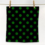 Polka Dots - Green on Black Face Towel