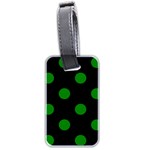 Polka Dots - Green on Black Luggage Tag (Two Sides)