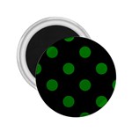 Polka Dots - Green on Black 2.25  Magnet