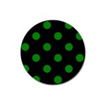 Polka Dots - Green on Black Magnet 3  (Round)