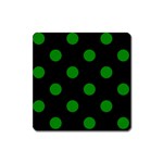 Polka Dots - Green on Black Magnet (Square)