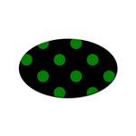 Polka Dots - Green on Black Sticker Oval (10 pack)