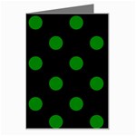 Polka Dots - Green on Black Greeting Card