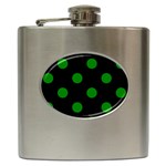 Polka Dots - Green on Black Hip Flask (6 oz)
