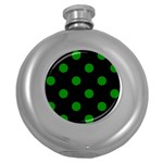 Polka Dots - Green on Black Hip Flask (5 oz)