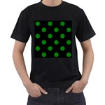 Polka Dots - Green on Black Men s T-Shirt (Black)