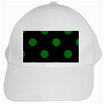 Polka Dots - Green on Black Black Cap
