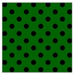 Polka Dots - Black on Dark Green Large Satin Scarf (Square)