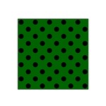 Polka Dots - Black on Dark Green Satin Bandana Scarf