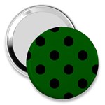 Polka Dots - Black on Dark Green 3  Handbag Mirror