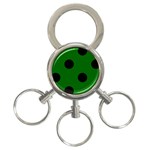 Polka Dots - Black on Dark Green 3-Ring Key Chain