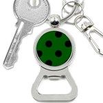 Polka Dots - Black on Dark Green Bottle Opener Key Chain