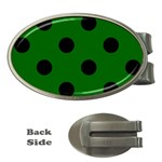 Polka Dots - Black on Dark Green Money Clip (Oval)
