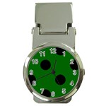 Polka Dots - Black on Dark Green Money Clip Watch