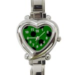 Polka Dots - Black on Dark Green Heart Italian Charm Watch