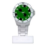 Polka Dots - Black on Dark Green Nurses Watch