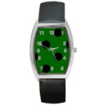 Polka Dots - Black on Dark Green Barrel Style Metal Watch