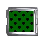 Polka Dots - Black on Dark Green Mega Link Italian Charm (18mm)