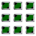 Polka Dots - Black on Dark Green Mega Link Italian Charm (9 pack)