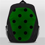 Polka Dots - Black on Dark Green Backpack Bag