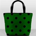 Polka Dots - Black on Dark Green Bucket Bag