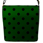 Polka Dots - Black on Dark Green Flap Closure Messenger Bag (S)