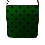 Polka Dots - Black on Dark Green Flap Closure Messenger Bag (L)