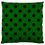 Polka Dots - Black on Dark Green Large Cushion Case (Two Sides)