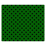 Polka Dots - Black on Dark Green Double Sided Flano Blanket (Small)
