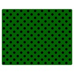Polka Dots - Black on Dark Green Double Sided Flano Blanket (Medium)