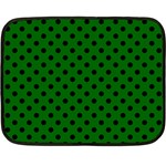Polka Dots - Black on Dark Green Double Sided Fleece Blanket (Mini)