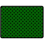 Polka Dots - Black on Dark Green Fleece Blanket (Large) (One Side)