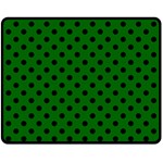 Polka Dots - Black on Dark Green Fleece Blanket (Medium) (One Side)