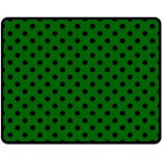 Polka Dots - Black on Dark Green Double Sided Fleece Blanket (Medium) (Two Sides)