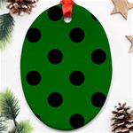 Polka Dots - Black on Dark Green Ornament (Oval)