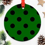 Polka Dots - Black on Dark Green Ornament (Round)