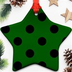 Polka Dots - Black on Dark Green Star Ornament (Two Sides)