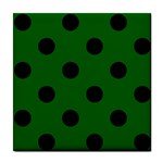 Polka Dots - Black on Dark Green Tile Coaster