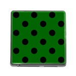 Polka Dots - Black on Dark Green Memory Card Reader (Square)