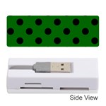 Polka Dots - Black on Dark Green Memory Card Reader (Stick)