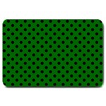 Polka Dots - Black on Dark Green Large Doormat
