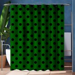 Polka Dots - Black on Dark Green Shower Curtain 60  x 72  (Medium)