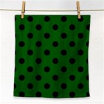 Polka Dots - Black on Dark Green Face Towel